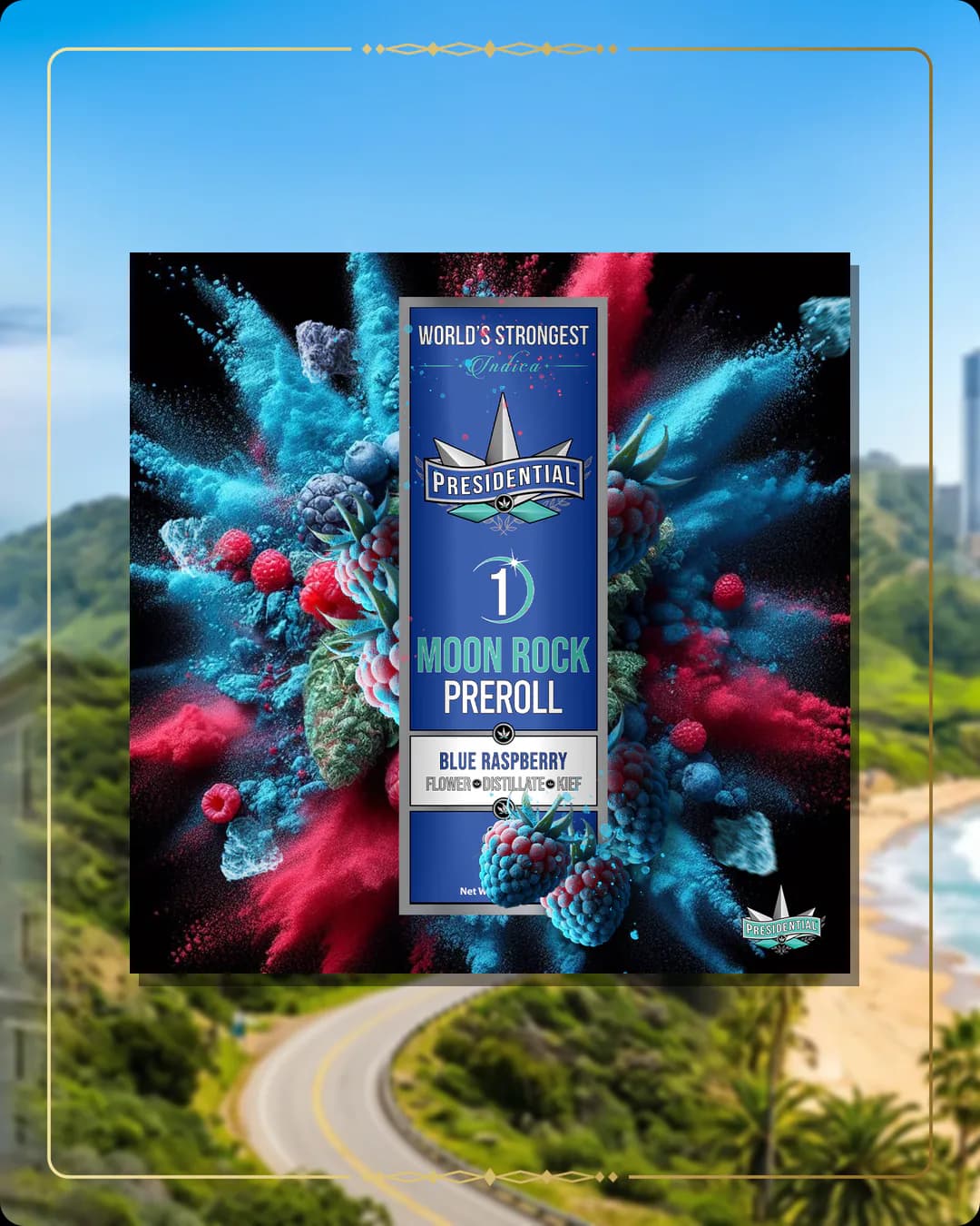 Blue Raspberry Presidential pre-roll variant 2 for the California Silver page