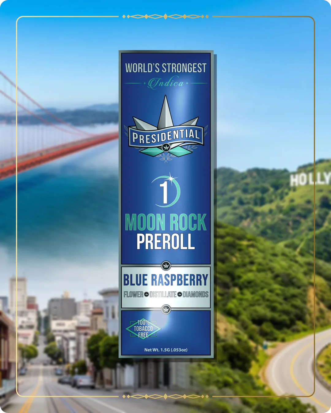 Blue Raspberry Presidential pre-roll for the California brand story