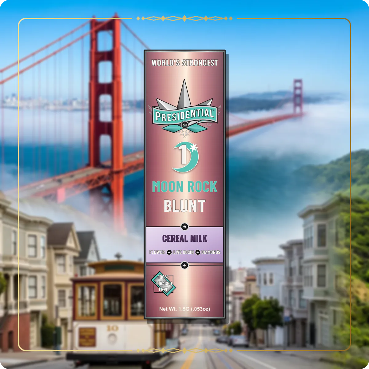 Cereal Milk Presidential Rose Gold Moon Rock Blunt for the California blunts page
