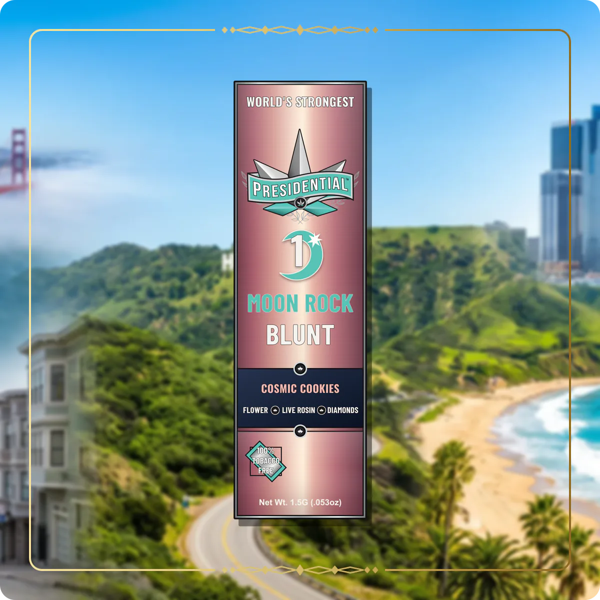 Cosmic Cookies Presidential Rose Gold Moon Rock Blunt for the California blunts page