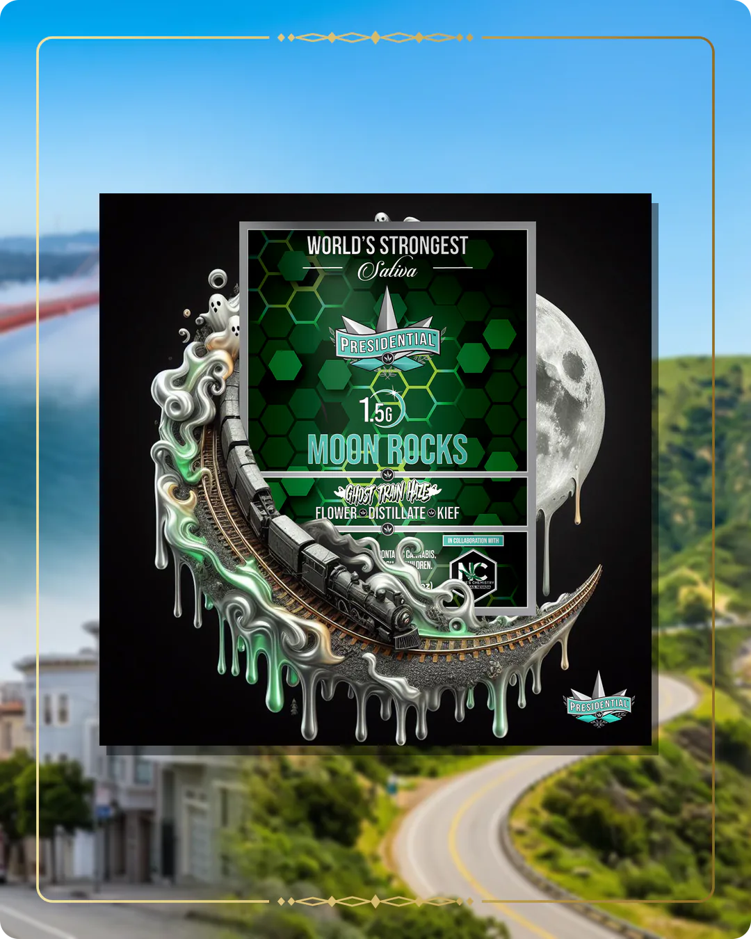 Ghost Haze Train Presidential Moon Rock for the California retailers page