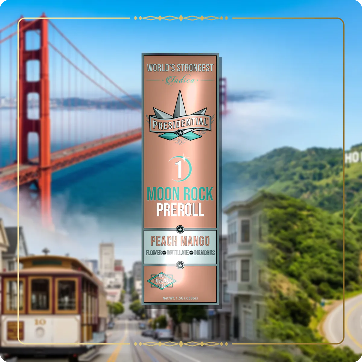 Peach Mango Presidential pre-roll for the California Silver page