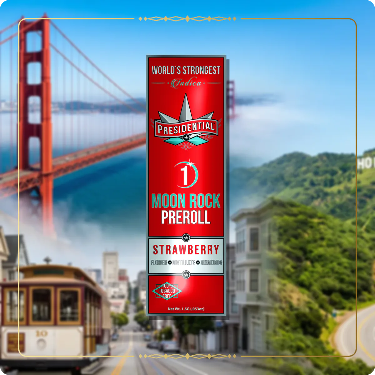 Strawberry Presidential pre-roll for the California home collection