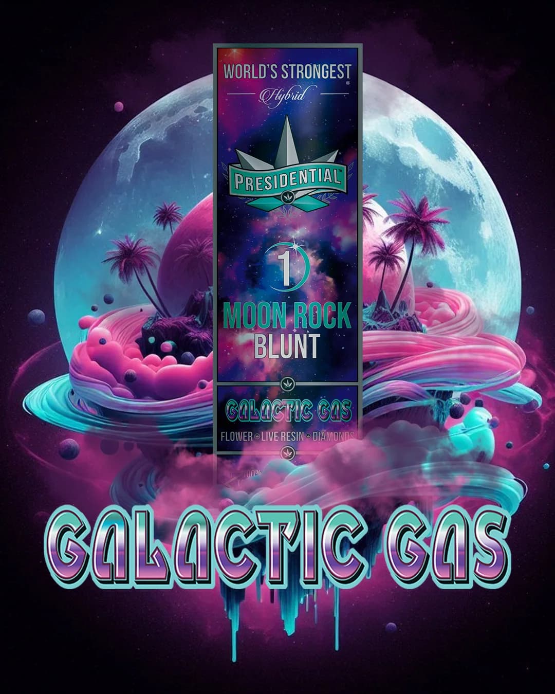 Presidential Galactic Gas blunt package with cosmic artwork