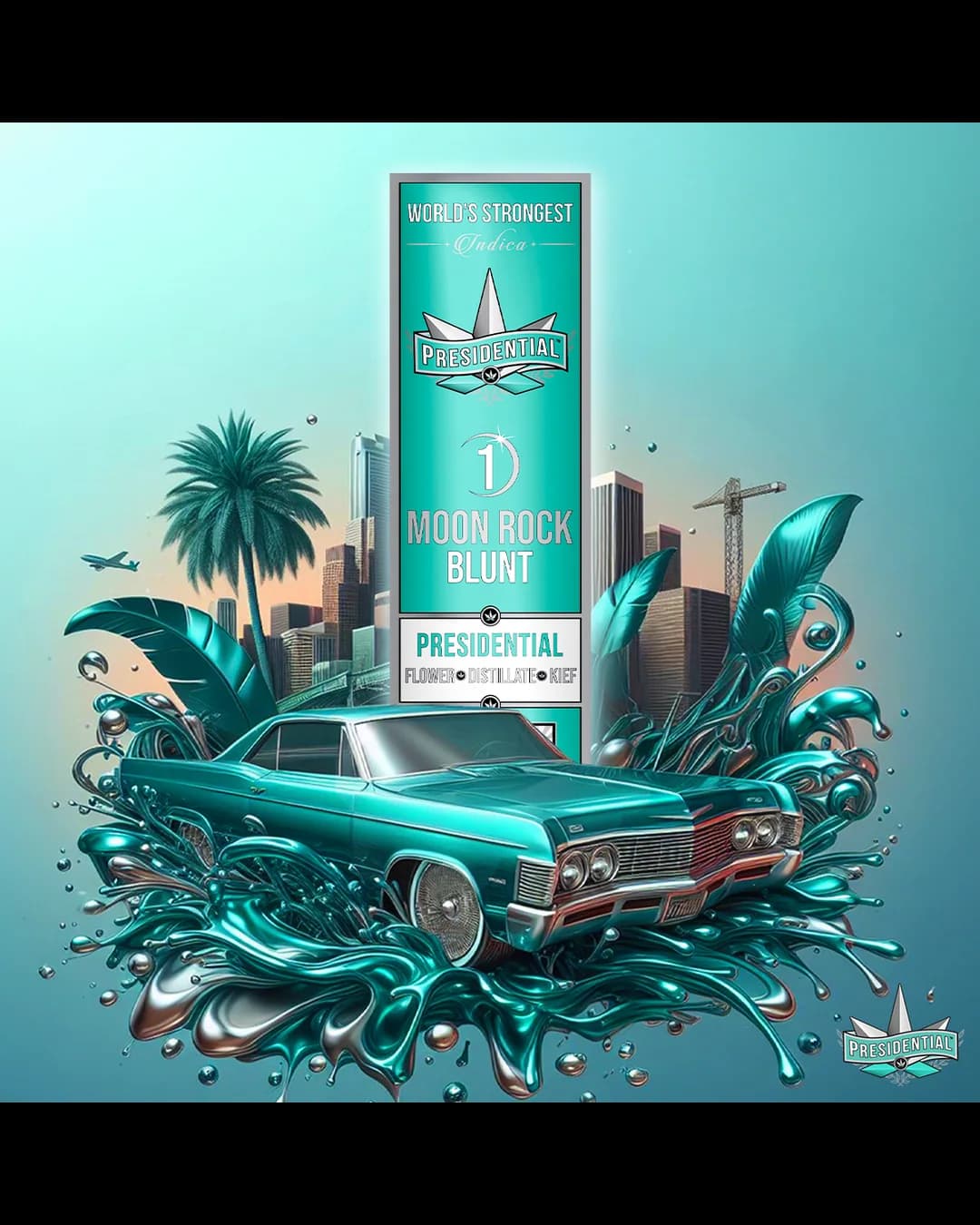 Presidential House Line tobacco-free blunt package in teal
