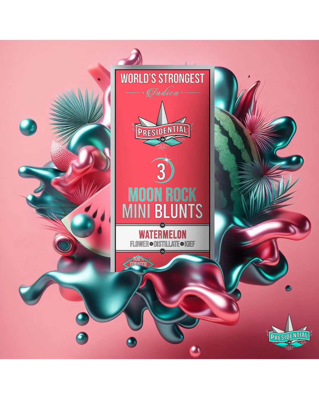 Presidential Watermelon mini blunt package in bright green artwork