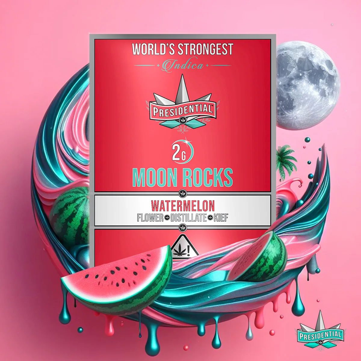 Presidential Watermelon Moon Rocks jar with green fruit artwork